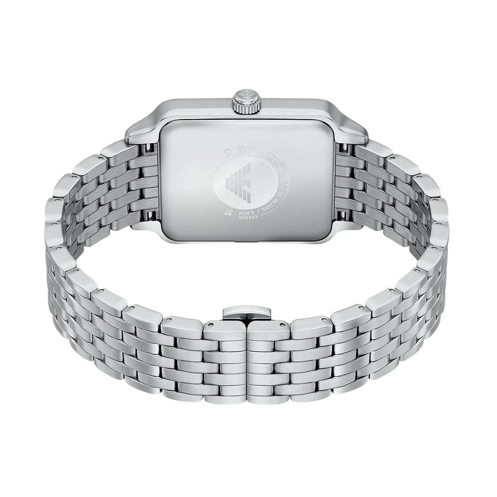 ARMANI BLUE RECTANGULAR DIAL GENTS STAINLESS STEEL WATCH