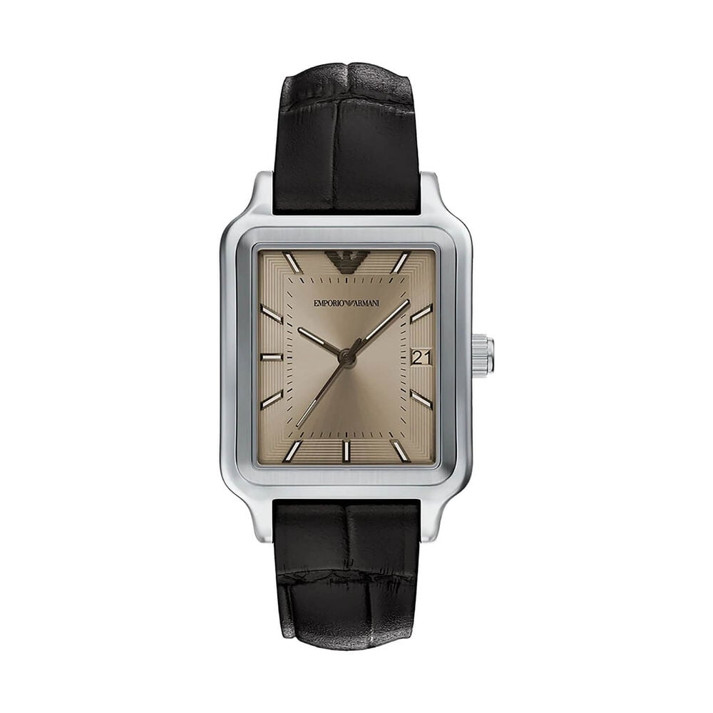 ARMANI BRONZE SQUARE DIAL GENTS BROWN LEATHER WATCH