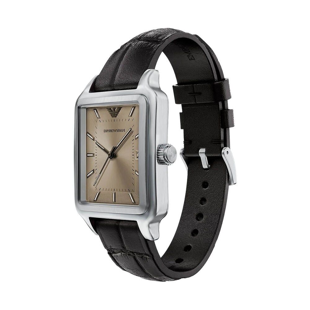 ARMANI BRONZE SQUARE DIAL GENTS BROWN LEATHER WATCH
