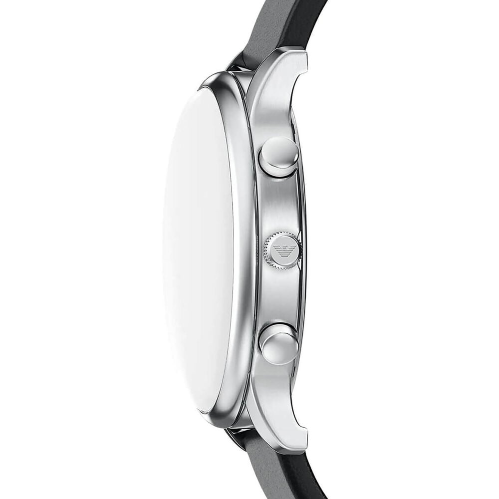 ARMANI BLACK CHRONO DIAL GENTS BLACK LEATHER WATCH