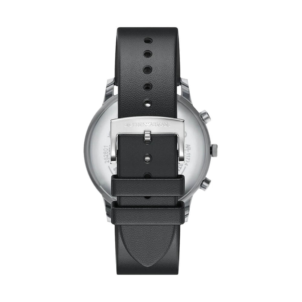 ARMANI BLACK CHRONO DIAL GENTS BLACK LEATHER WATCH