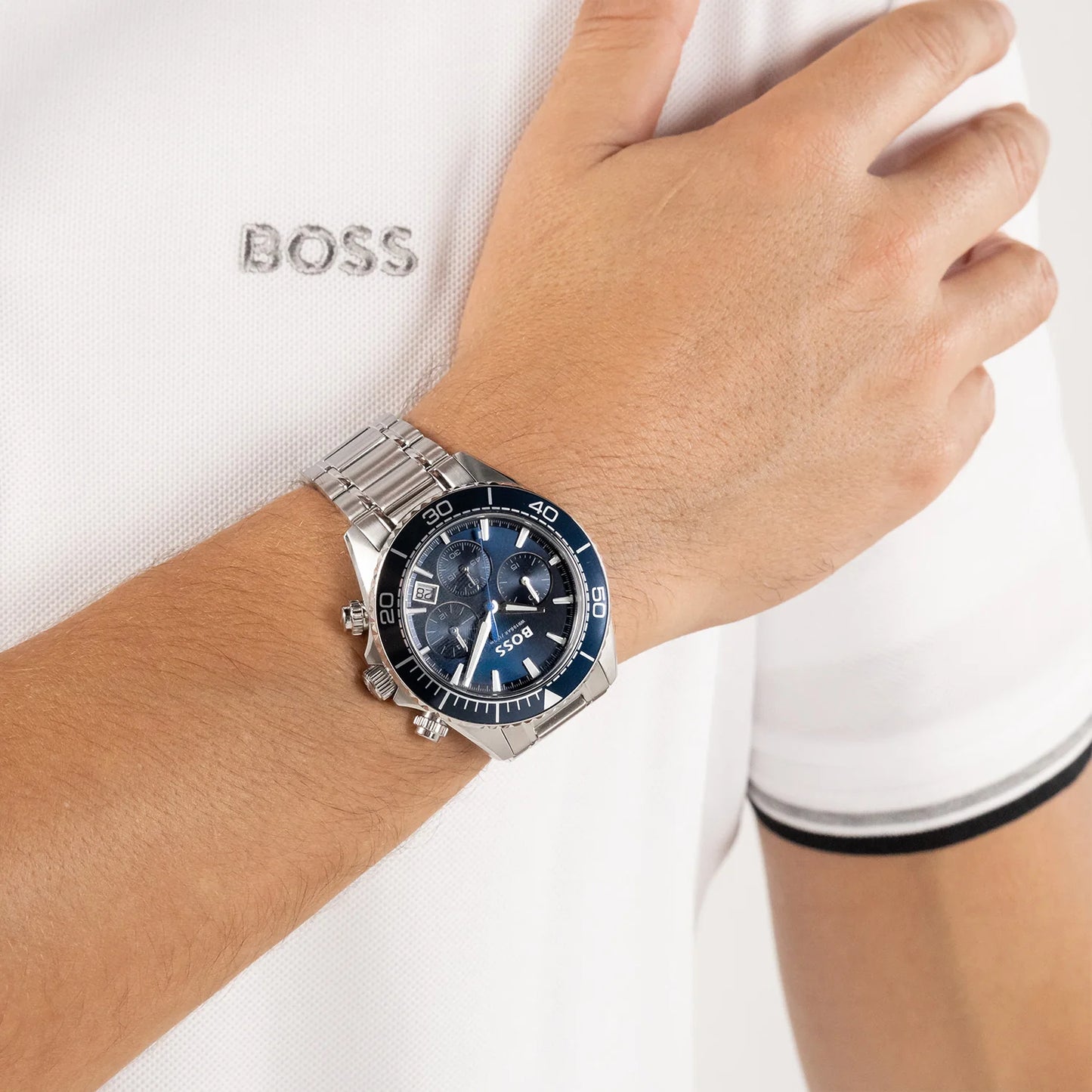 BOSS SEALINER BLUE CHRONO GENTS STAINLESS STEEL WATCH
