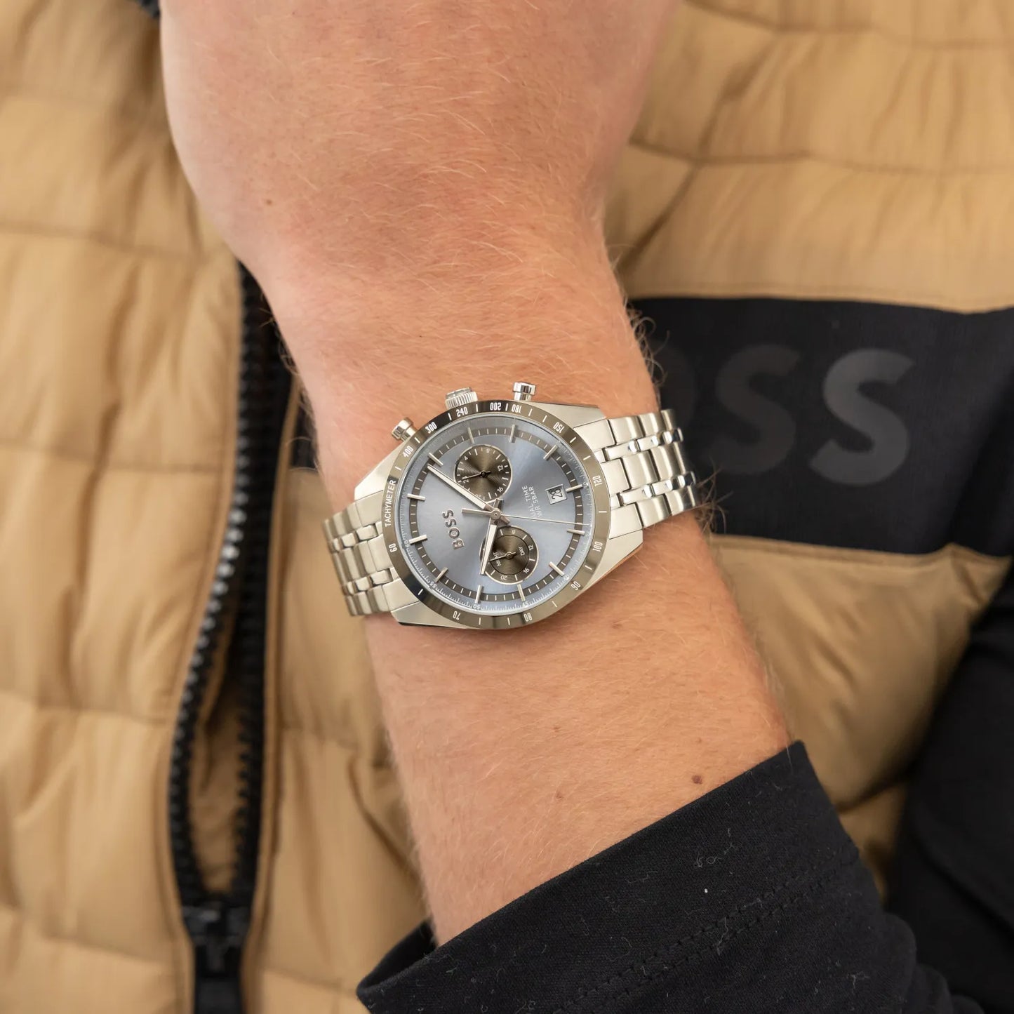 BOSS BLUE DIAL CHRONOGRAPH GENTS STAINLESS STEEL WATCH
