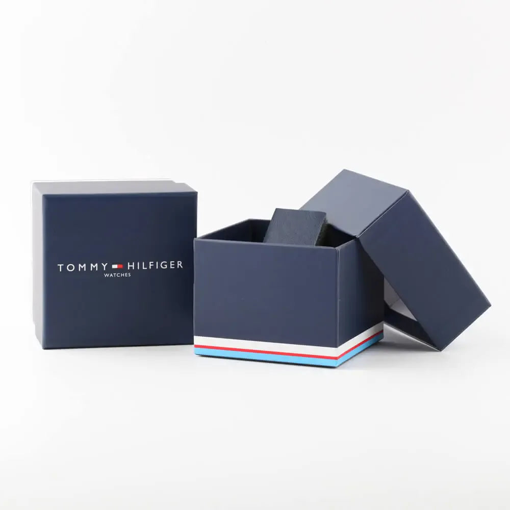 TOMMY HILFIGER BLACK CHRONO GENTS BLACK LEATHER WATCH