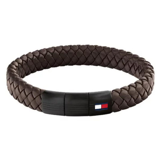 TOMMY HILFIGER BROWN CHUNKY LEATHER BRACELET
