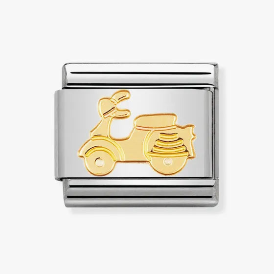 18CT SCOOTER CHARM ON STAINLESS STEEL CHARM