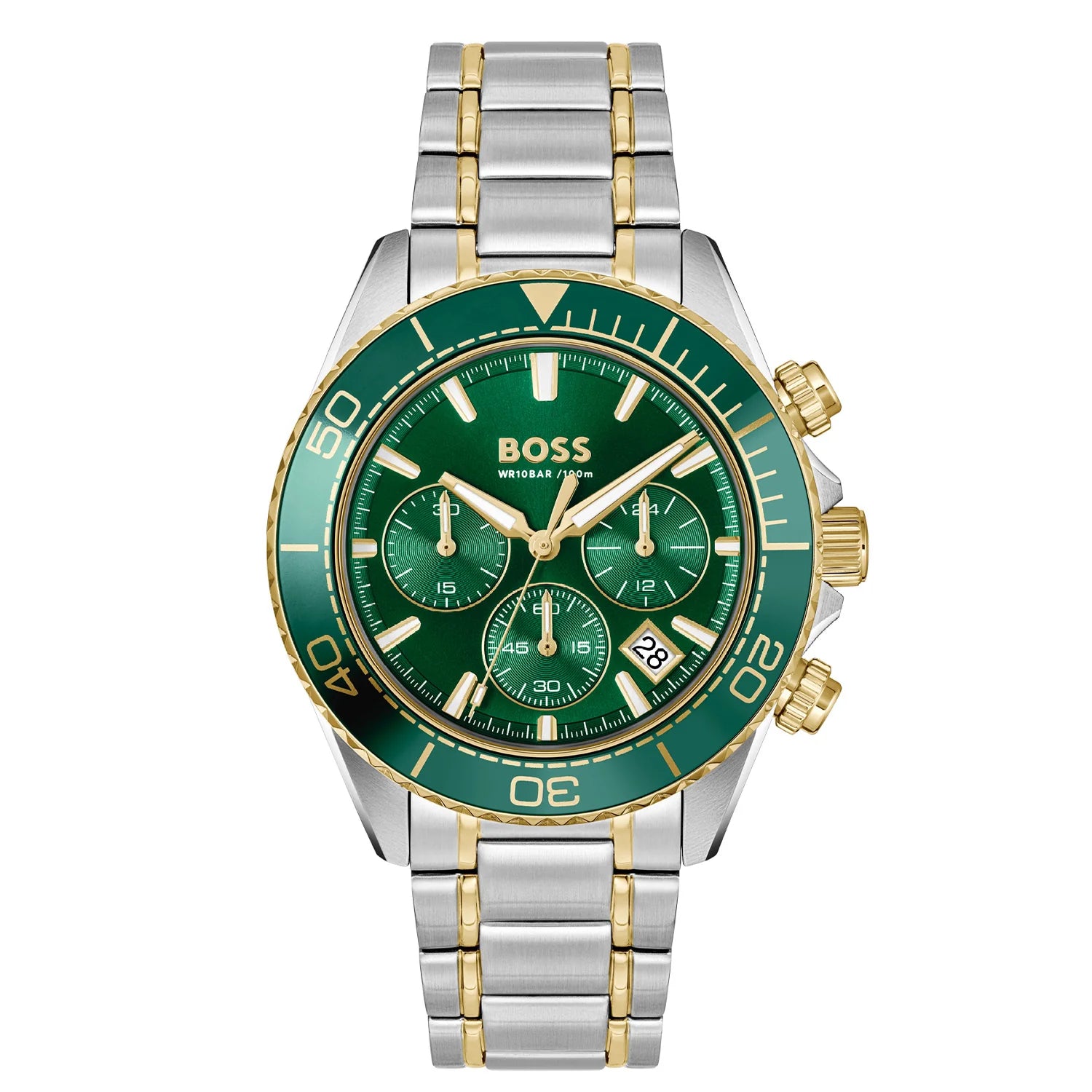 BOSS SEALINER GREEN CHRONO GENTS TWO-TONED WATCH