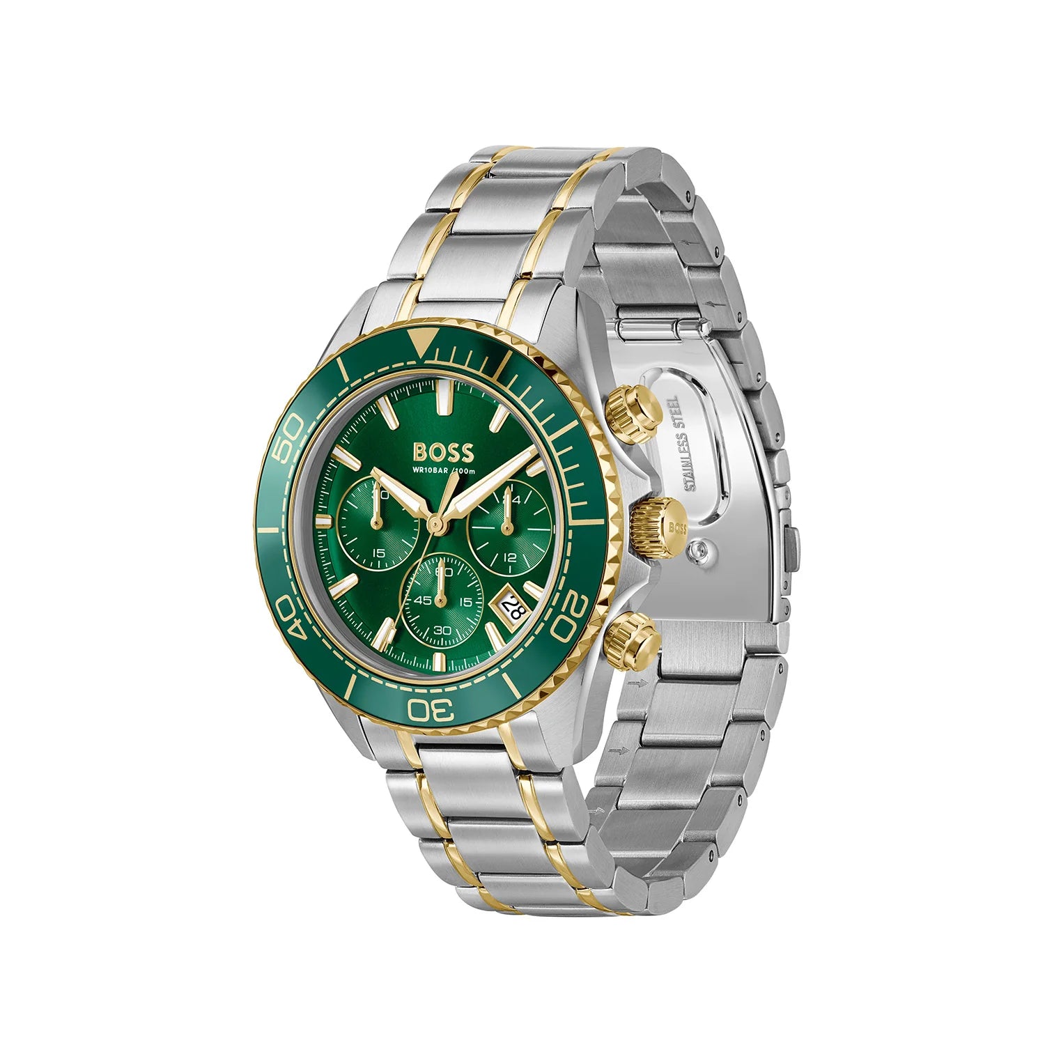 BOSS SEALINER GREEN CHRONO GENTS TWO-TONED WATCH