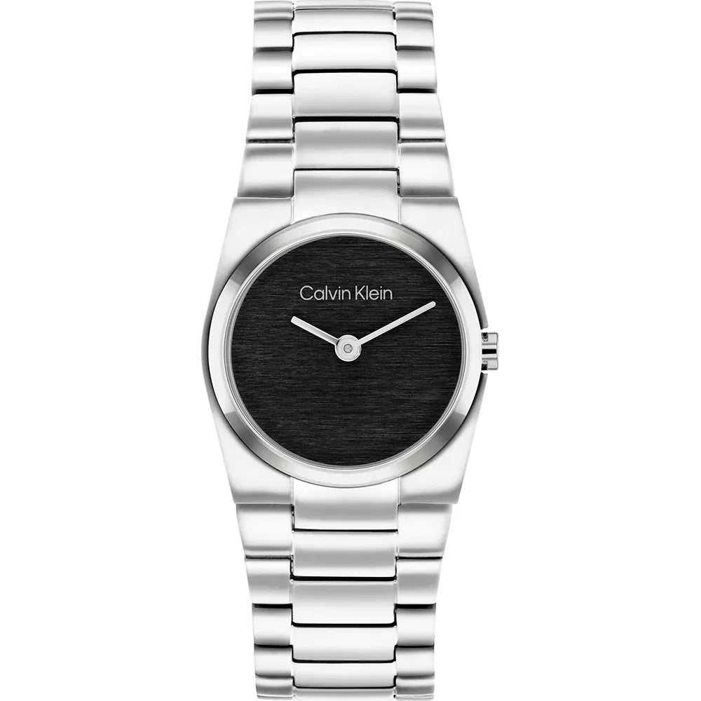CALVIN KLEIN LADIES BLACK DIAL STAINLESS STEEL WATCH