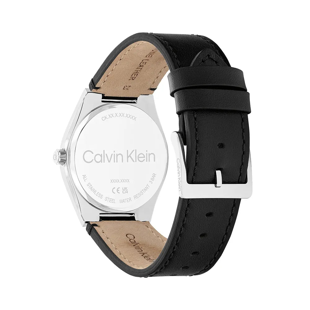 CALVIN KLEIN CHRONOGRAPH BLACK DIAL BLACK LEATHER WATCH