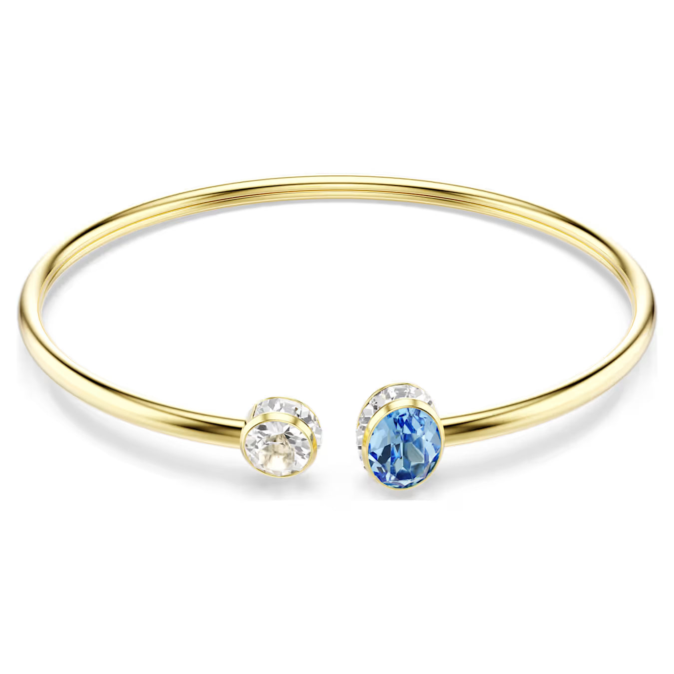 Gold Chroma Blue & Clear Stone Mixed Cuts Swarovski Bangle