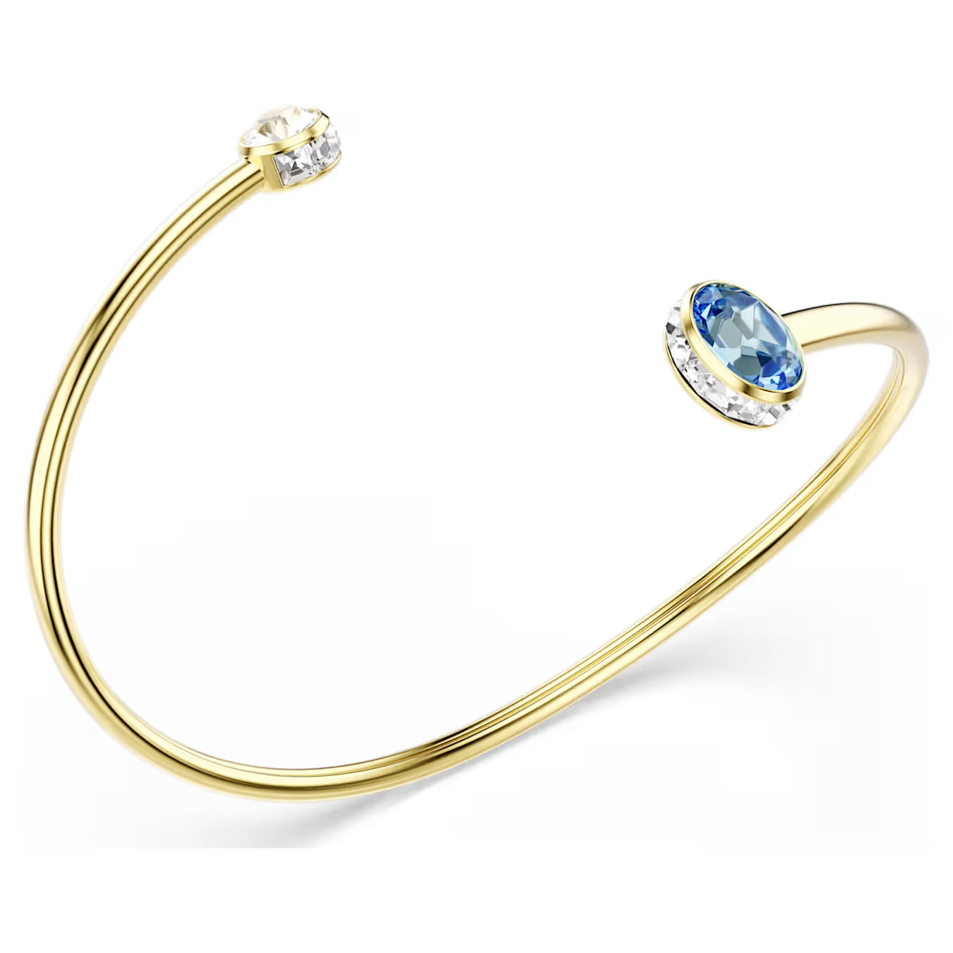 Gold Chroma Blue & Clear Stone Mixed Cuts Swarovski Bangle