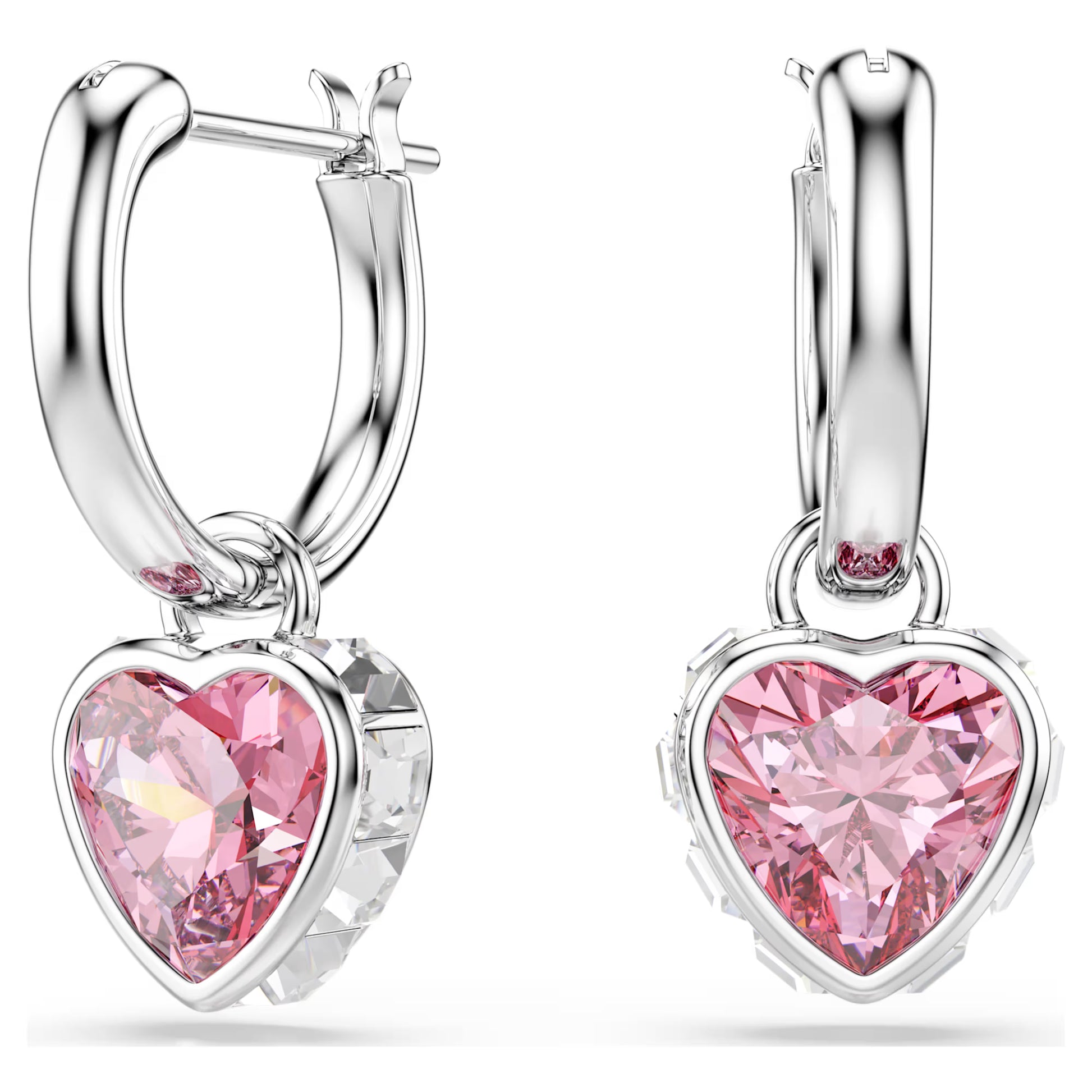 Pink Heart Chroma Swarovski Drop Earrings