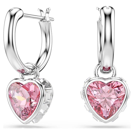 Pink Heart Chroma Swarovski Drop Earrings