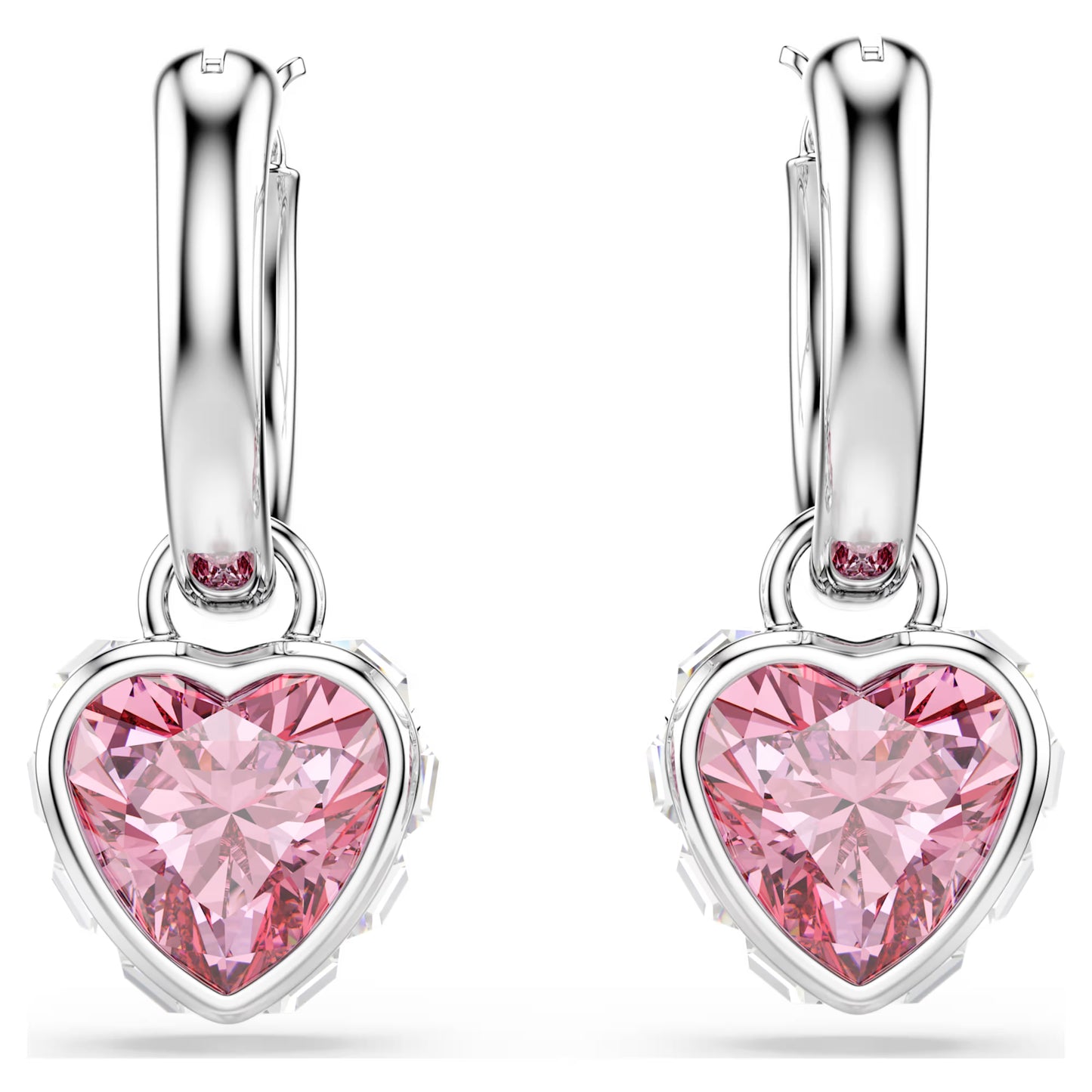 Pink Heart Chroma Swarovski Drop Earrings