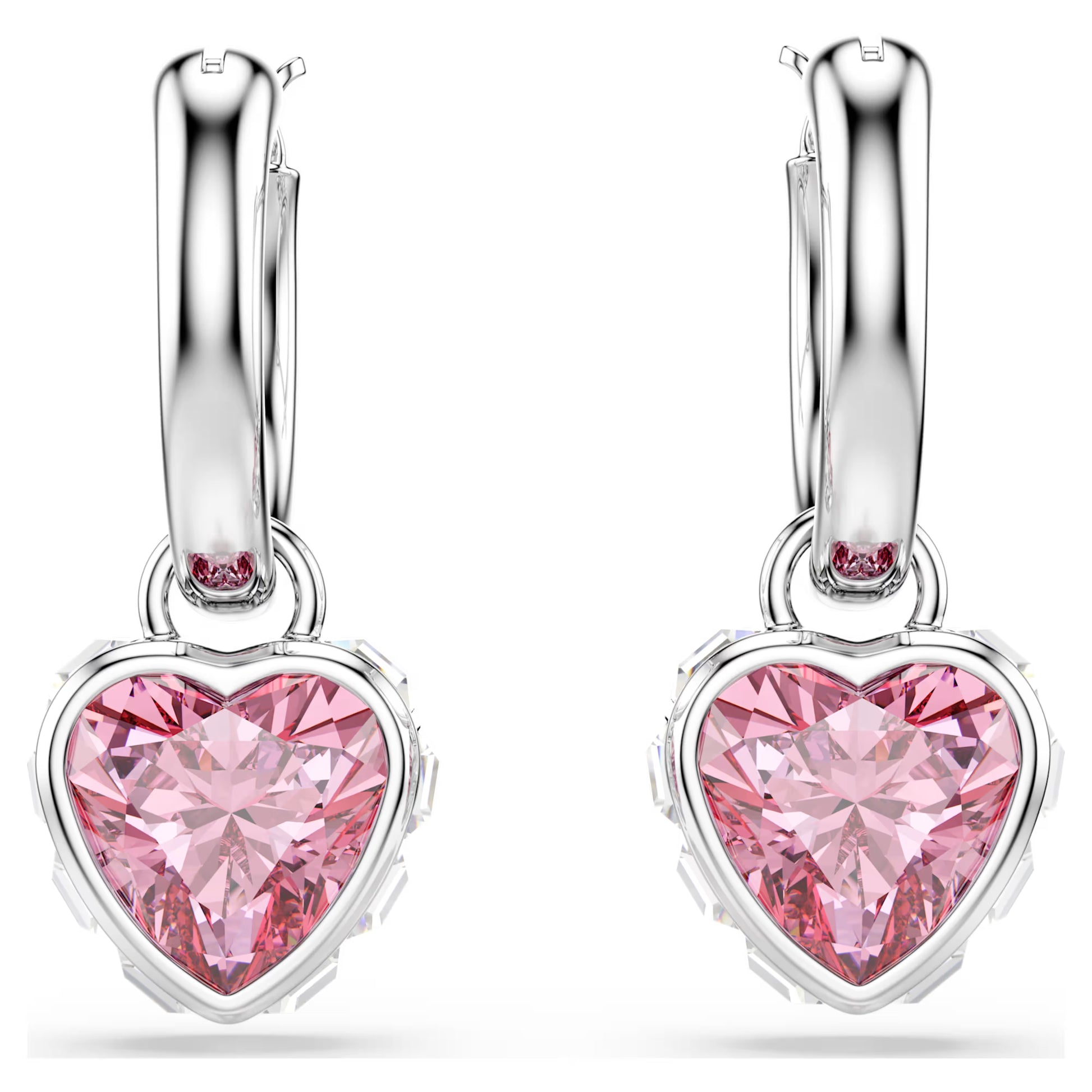 Pink Heart Chroma Swarovski Drop Earrings