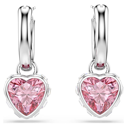 Pink Heart Chroma Swarovski Drop Earrings
