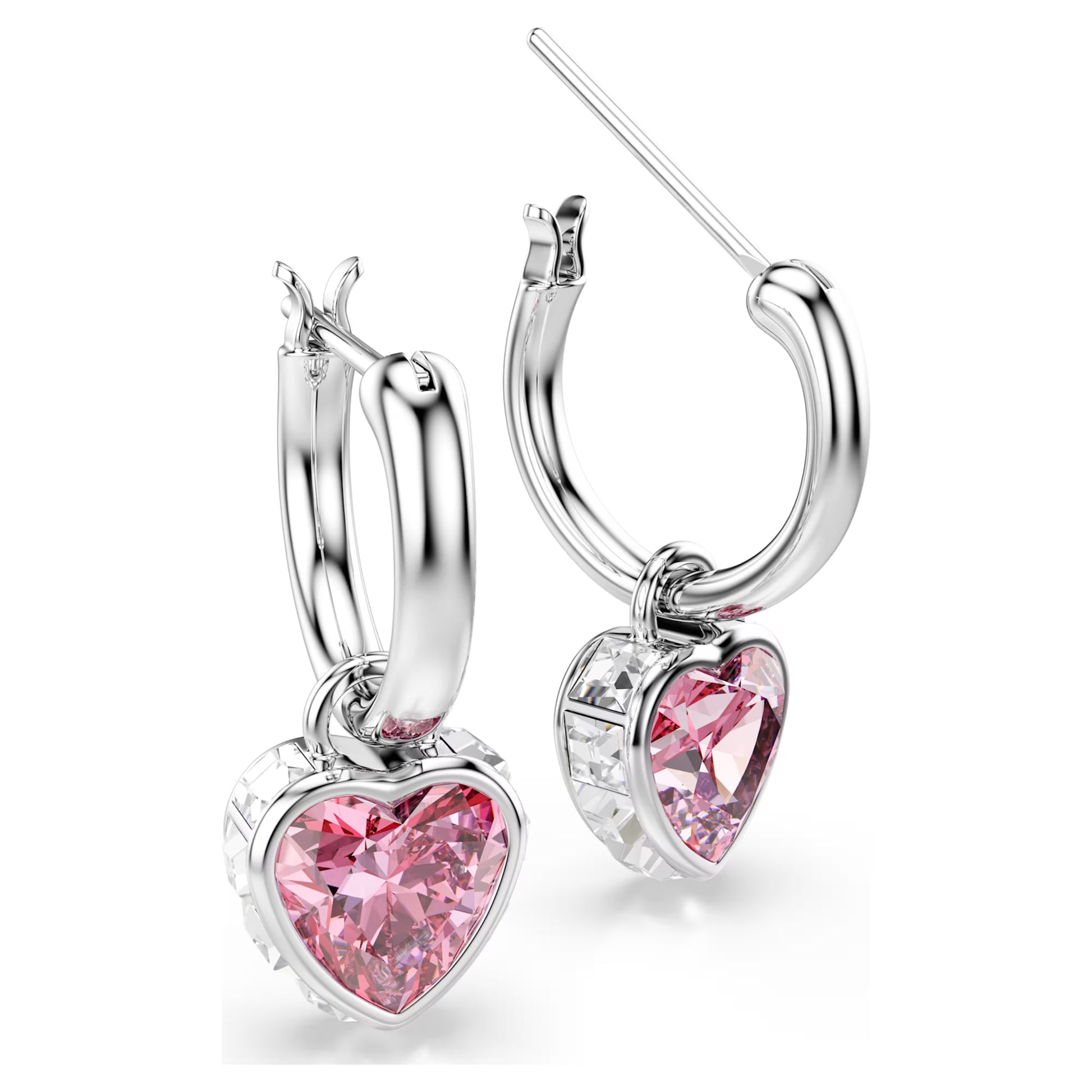 Pink Heart Chroma Swarovski Drop Earrings