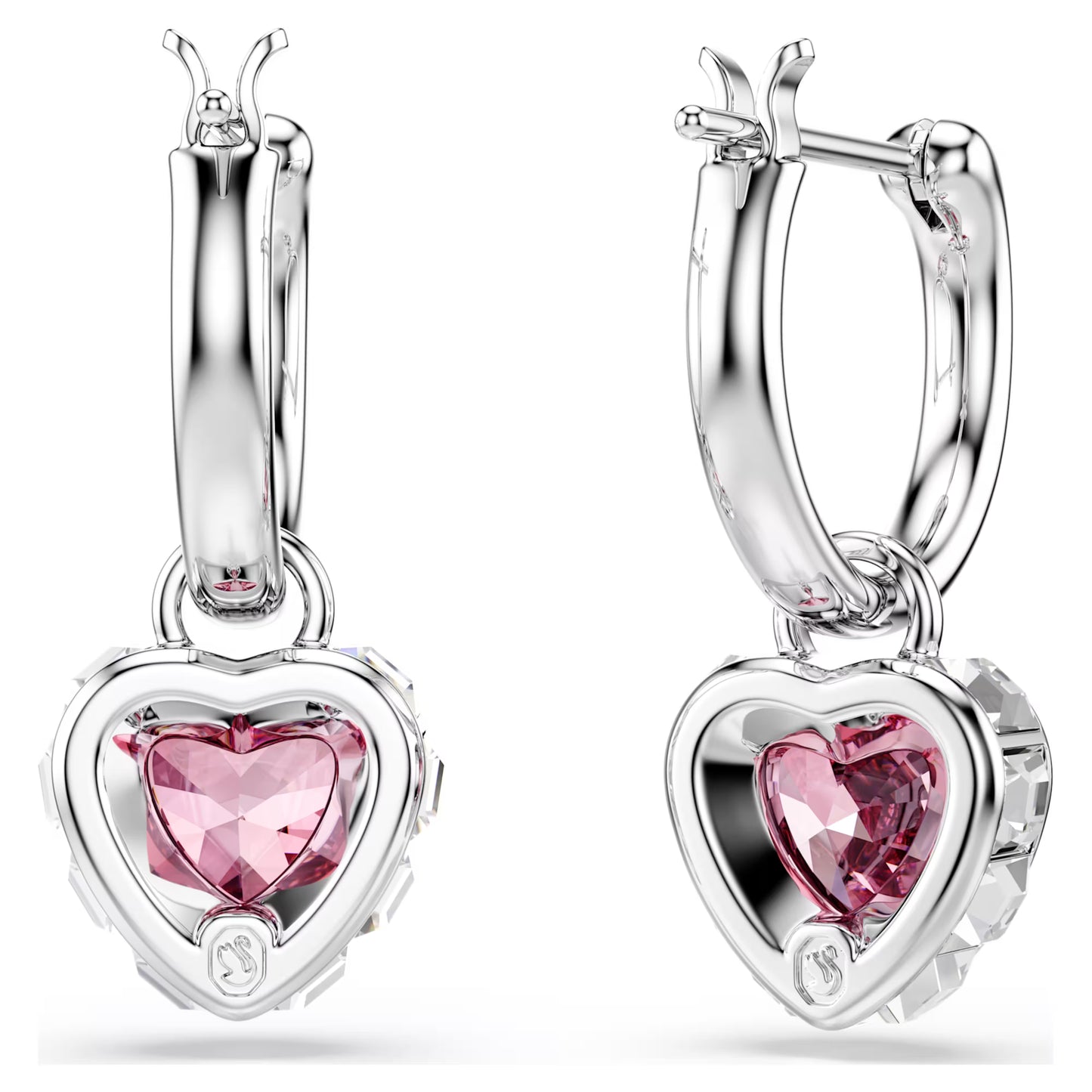Pink Heart Chroma Swarovski Drop Earrings