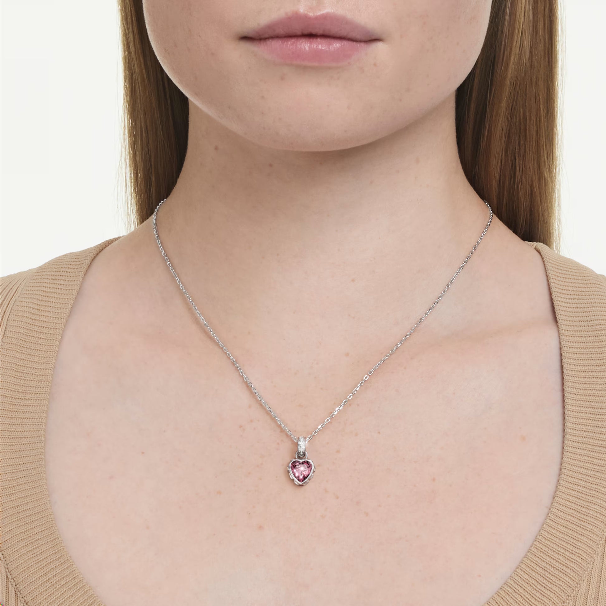 Pink Heart Chroma Mixed Cuts Swarovski Pendant