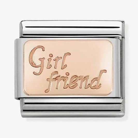 classic rose gold plate with Girl Friend in writing