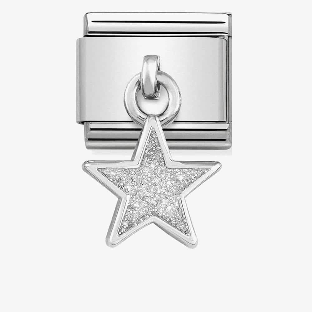 classic silvershine drop glitter star charm