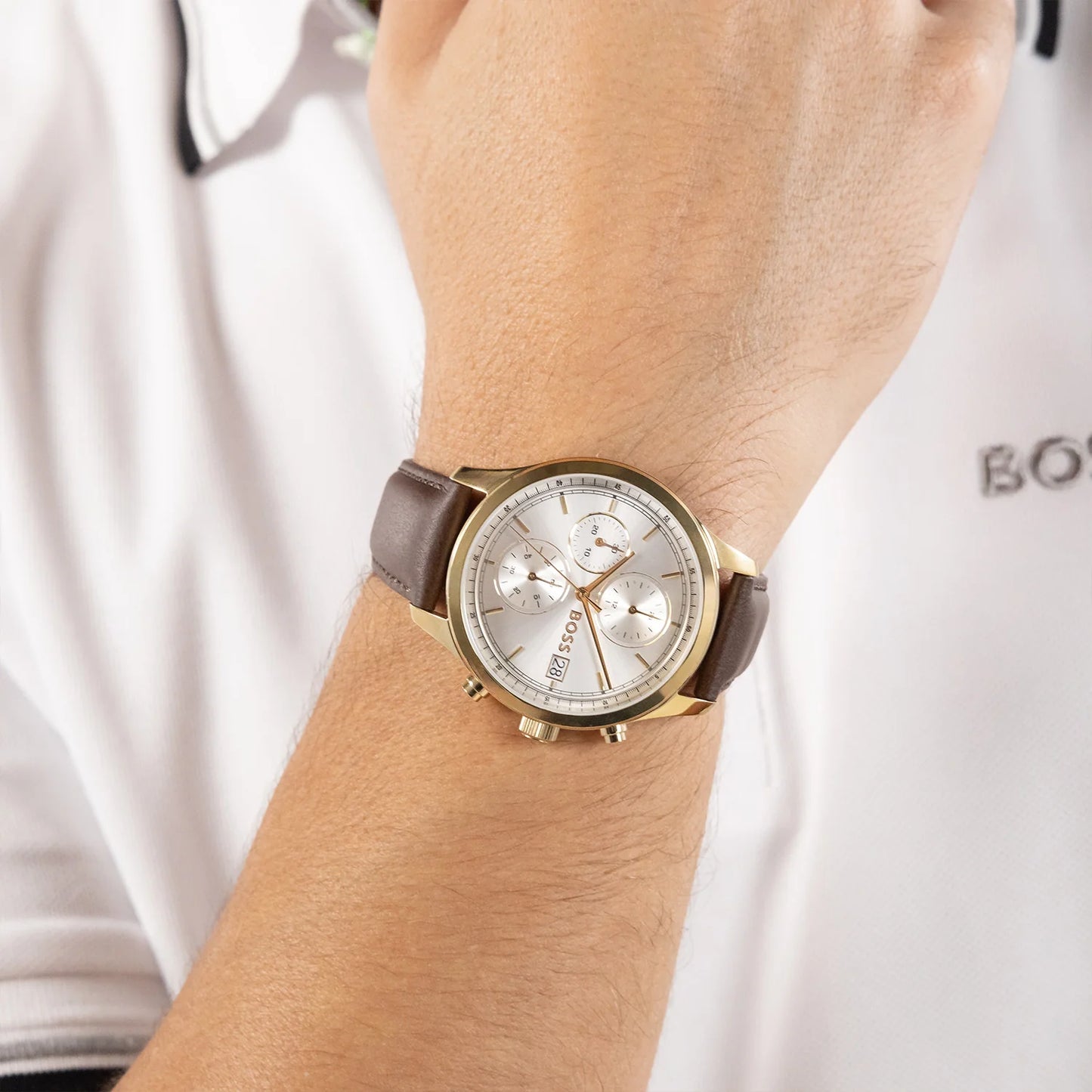 BOSS STRATUS GENTS BROWN LEATHER WATCH