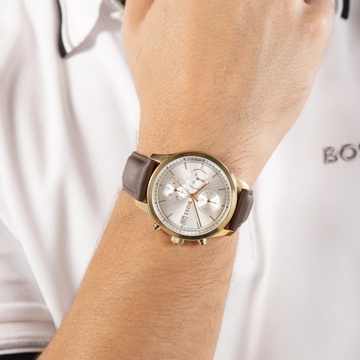 BOSS STRATUS GENTS BROWN LEATHER WATCH