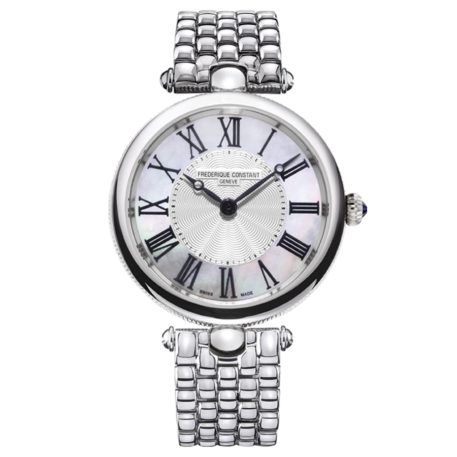 Frederique Constant Classics Art Deco Mother of Pearl & Guilloche Dial Quartz Ladies Stainless Steel Watch
