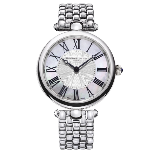 Frederique Constant Classics Art Deco Mother of Pearl & Guilloche Dial Quartz Ladies Stainless Steel Watch