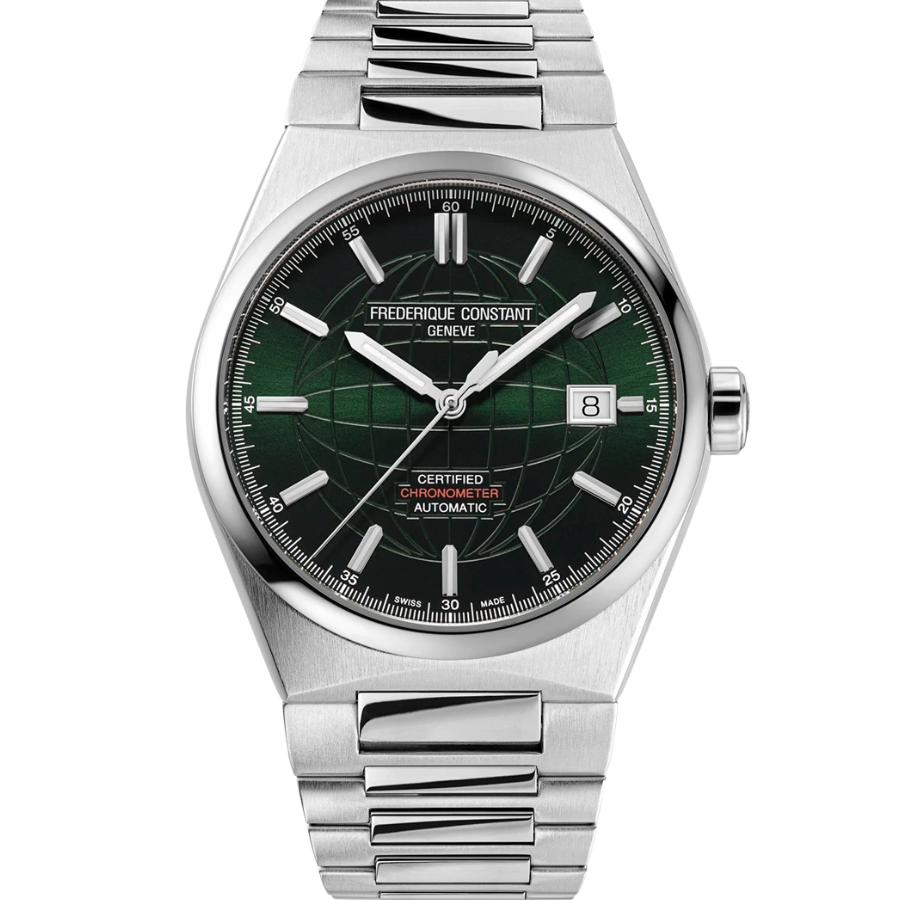 Frederique Constant Highlife Automatic COSC Gents Stainless Steel Watch with Green Interchangable Silicone Strap
