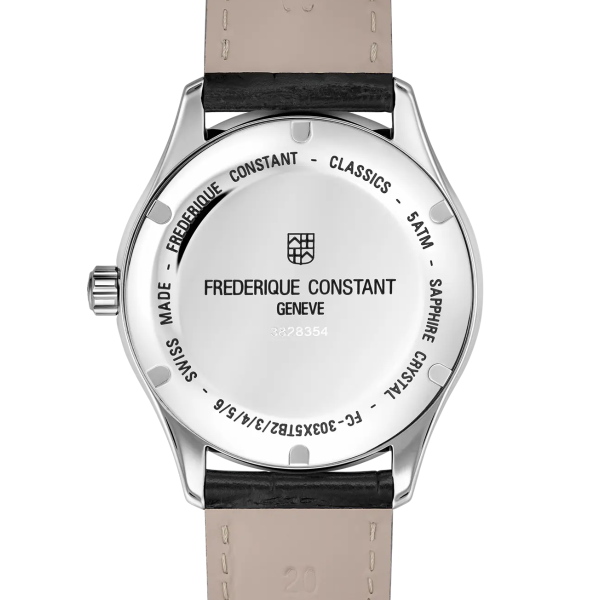 Frederique Constant Classics Automatic Silver Dial Gents Black Leather Watch