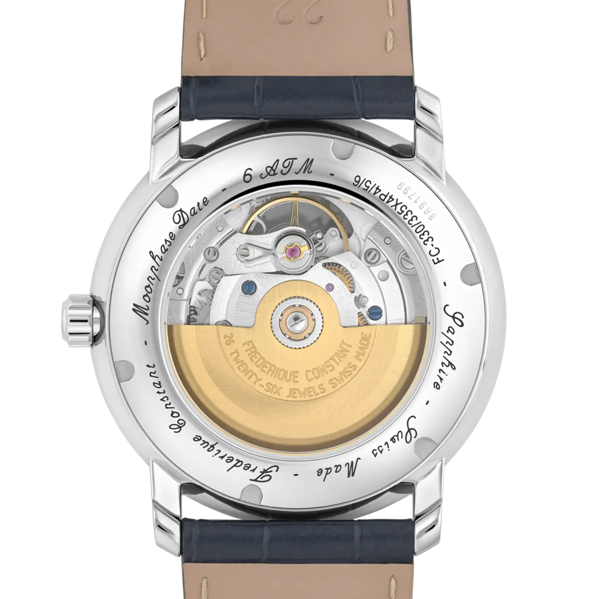 Frederique Constant Classics Heart Beat Moonphase Date Automatic Gents Navy Leather Watch