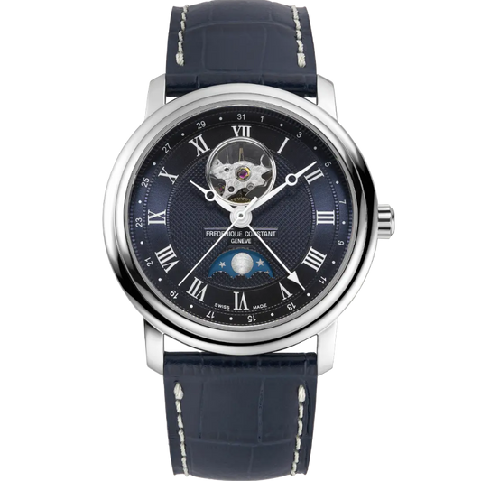 Frederique Constant Classics Heart Beat Moonphase Date Automatic Gents Navy Leather Watch