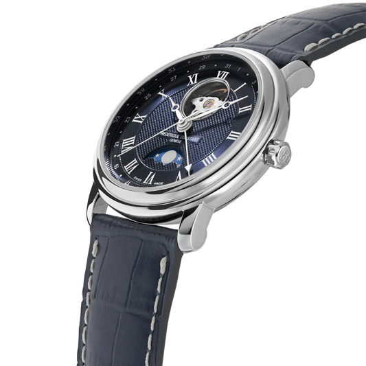 Frederique Constant Classics Heart Beat Moonphase Date Automatic Gents Navy Leather Watch