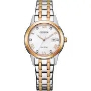 CITIZEN ECO DRIVE TWO-TONED LADIES STAINLESS STEEL WATCH