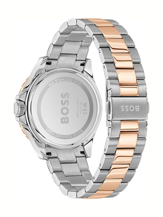 BOSS BLUE DIAL GENTS ROSEGOLD TWO-TONED WATCH