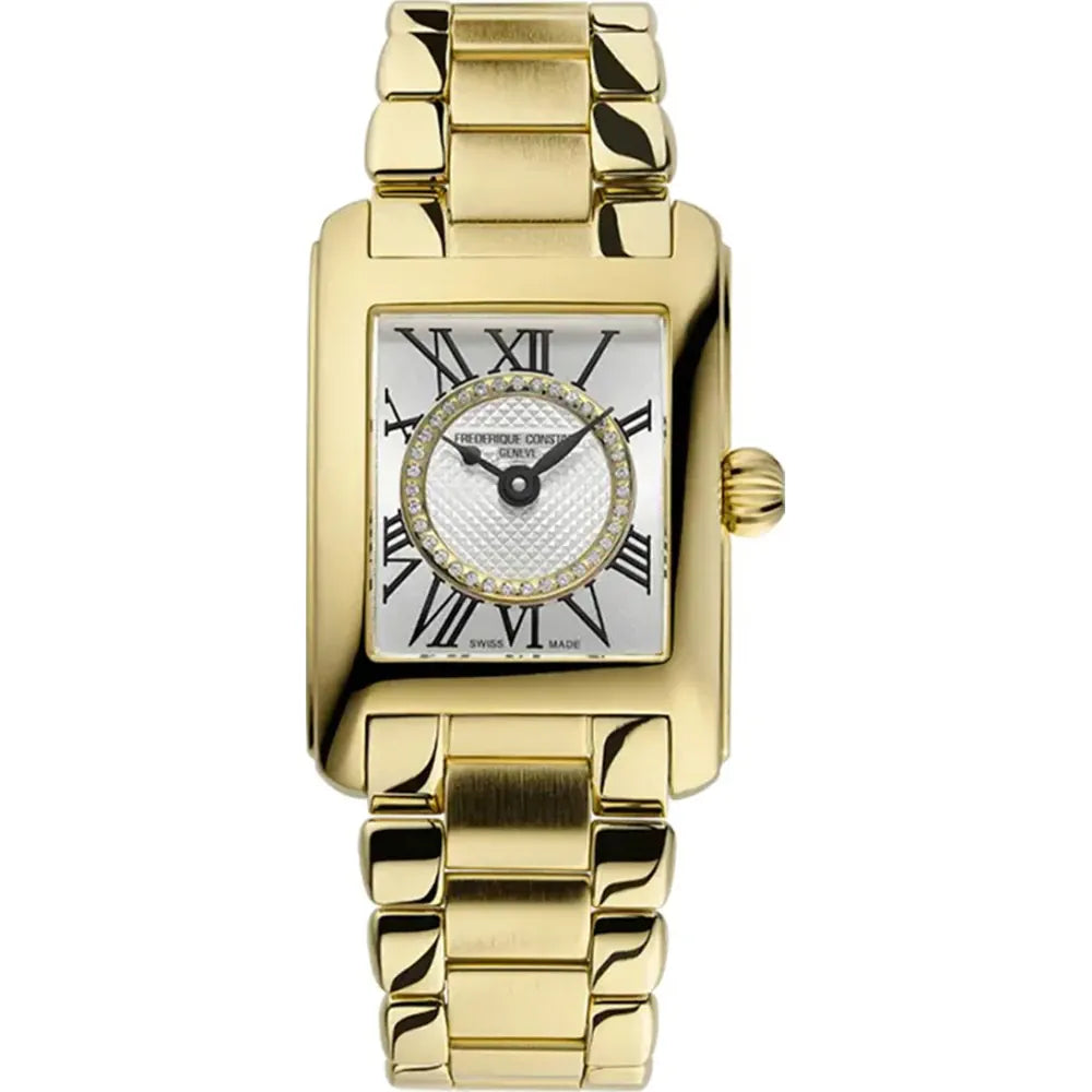 Frederique Constant Classics Carrée Diamond Ladies Gold Stainless Steel Watch