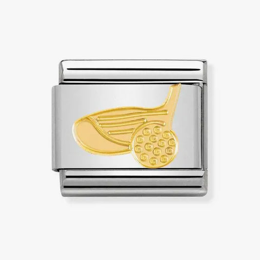 Nomination Classic Gold Golf Club & Ball Charm