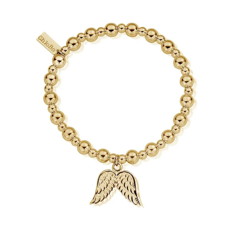 GOLD MINI SMALL BALL DOUBLE ANGEL WING CHLOBO BRACELET