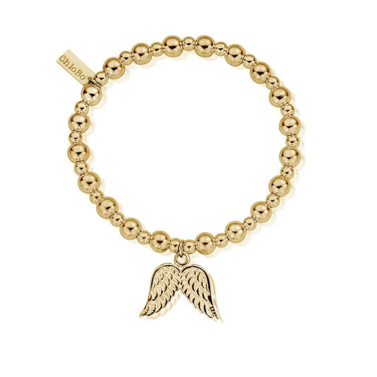 GOLD MINI SMALL BALL DOUBLE ANGEL WING CHLOBO BRACELET