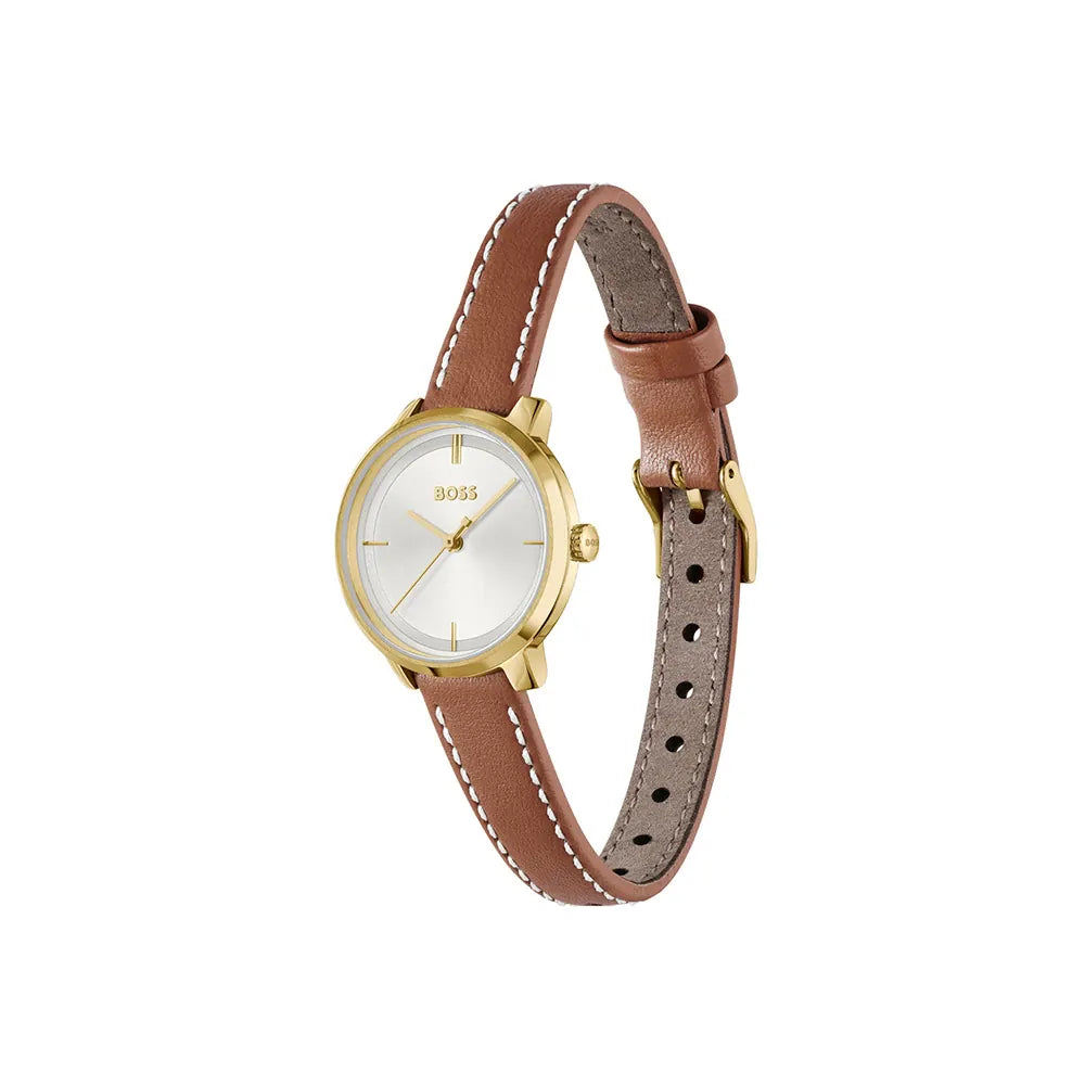 BOSS GREEN RECTANGULAR GENTS LEATHER WATCH