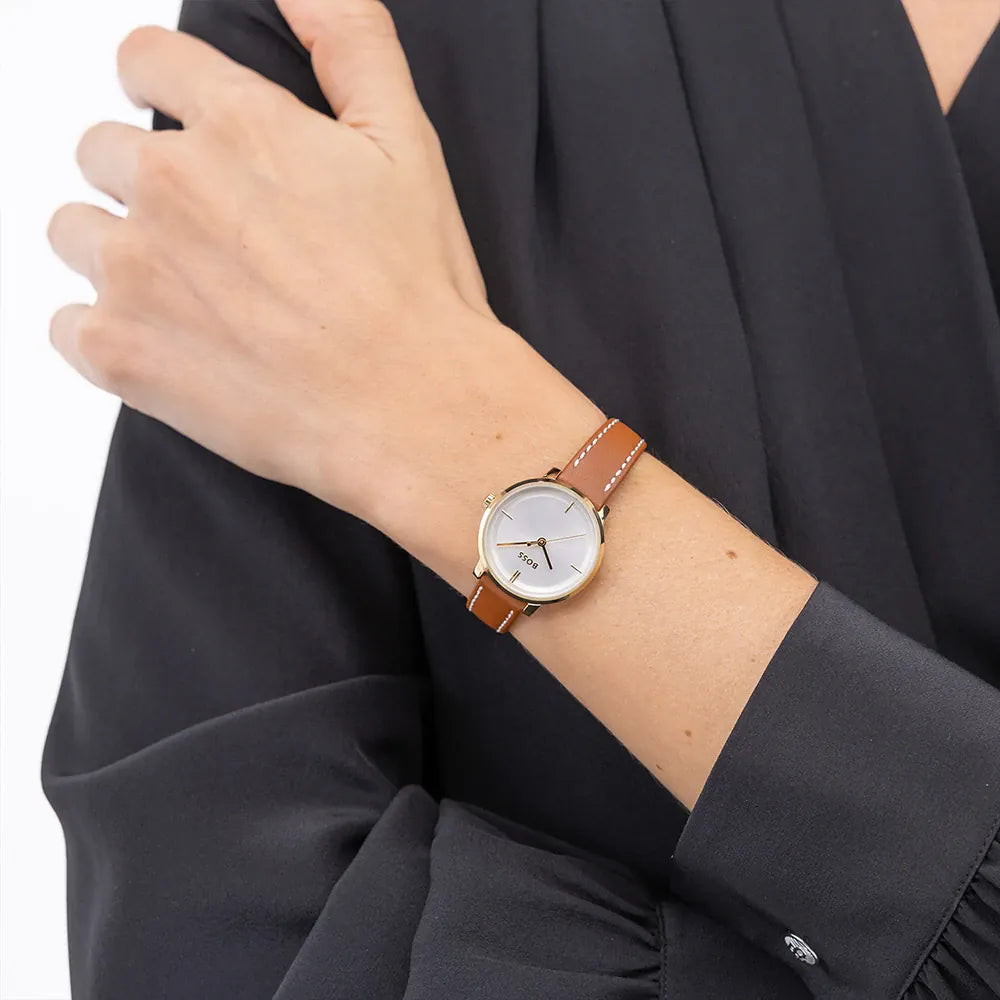 BOSS LADIES BROWN LEATHER WATCH