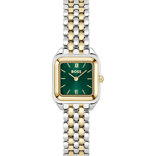 BOSS LADIES GREEN DIAL TWO-TONED STAINLESS STEEL WATCH