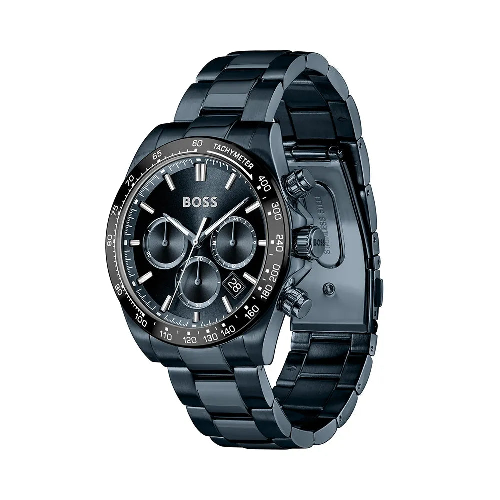 BOSS NAVY CHRONOGRAPH DIAL GENTS NAVY STAINLESS STEEL WATCH