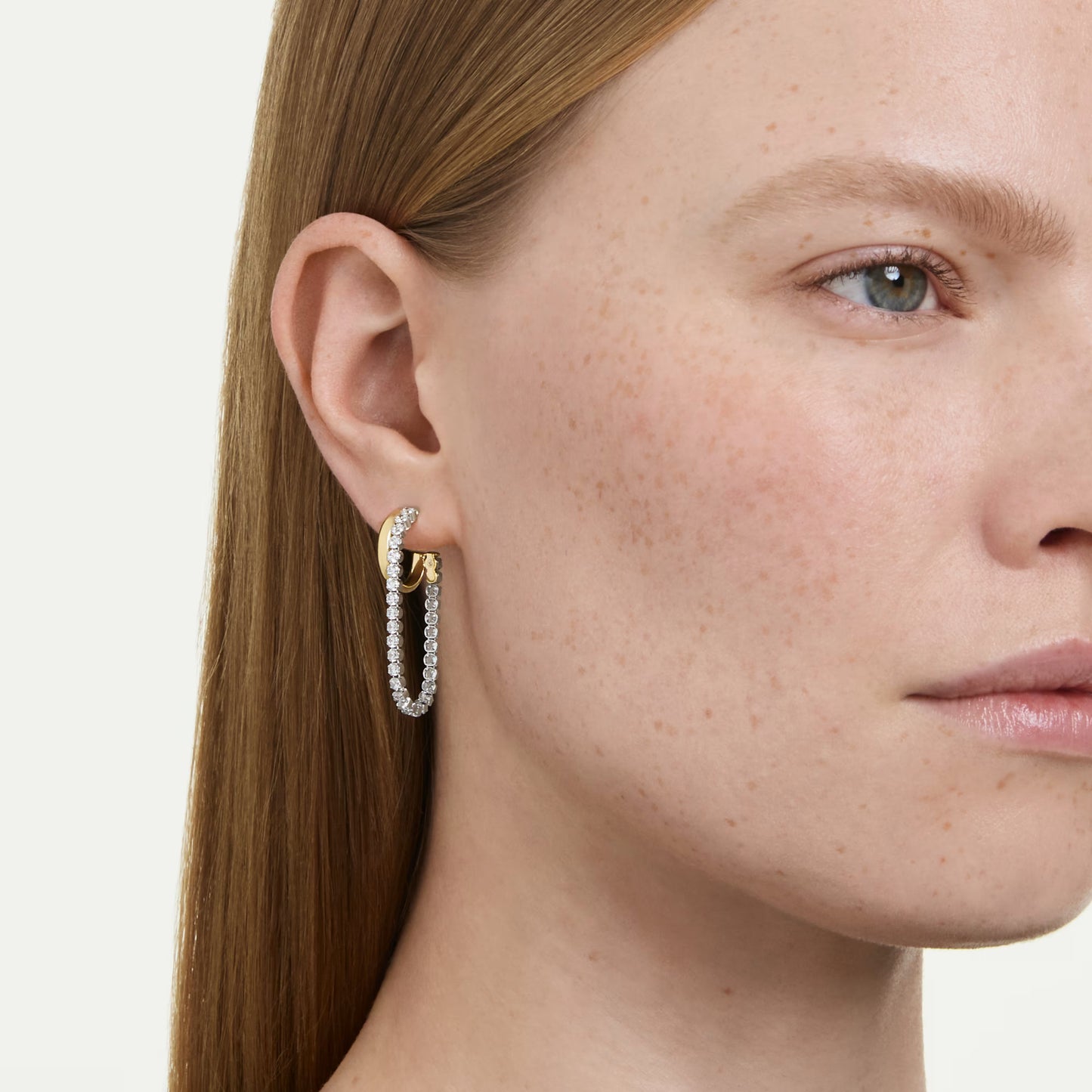 Hyperbola Two-Toned Swarovski Hoop Earrings