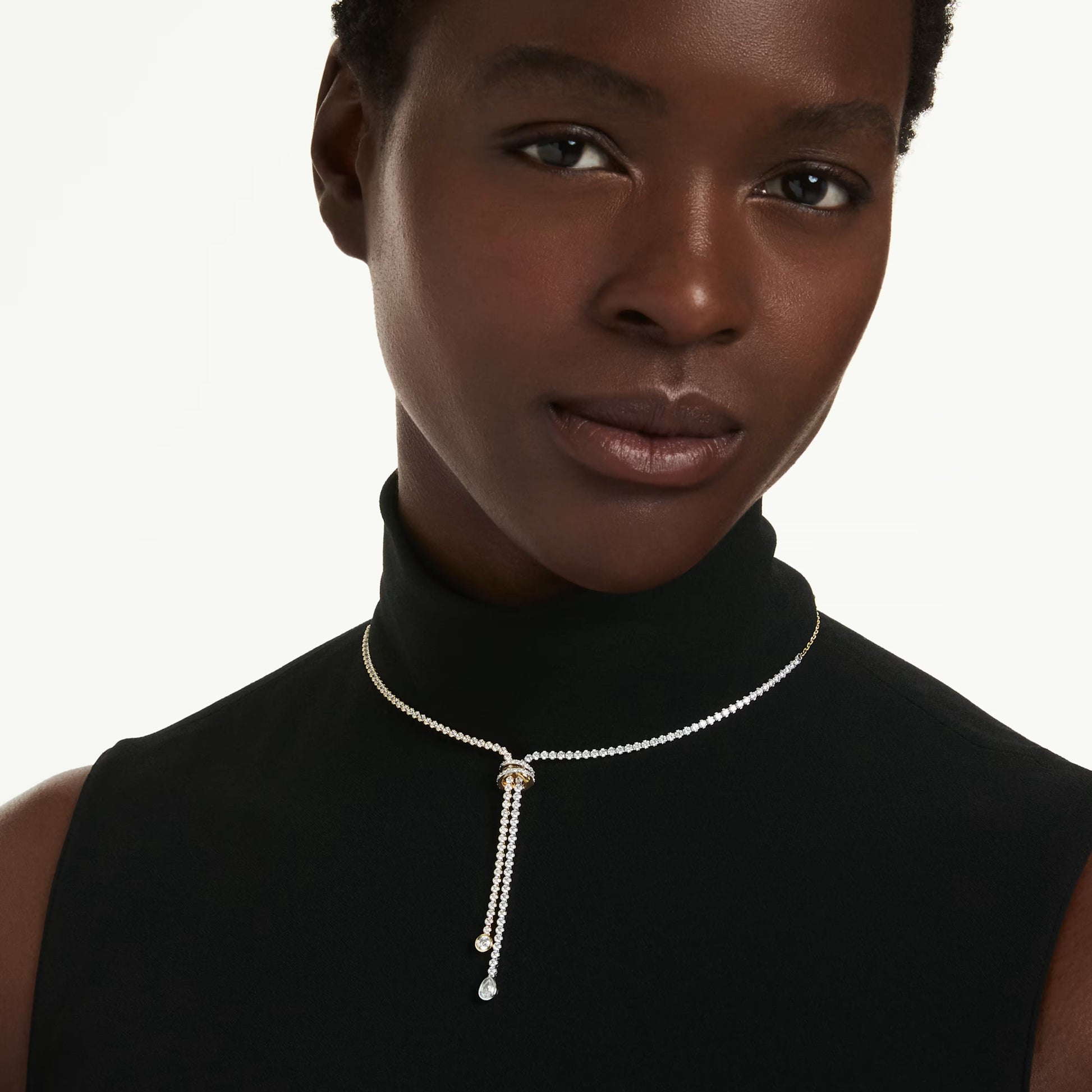 Hyperbola Knot Y Two-Toned Swarovski Necklace