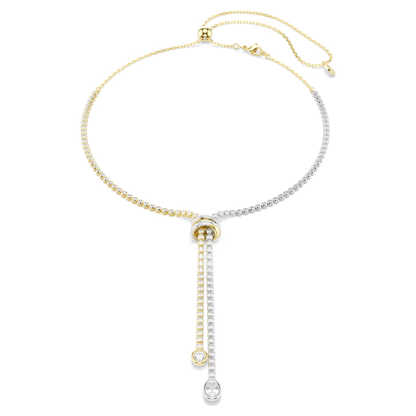 Hyperbola Knot Y Two-Toned Swarovski Necklace