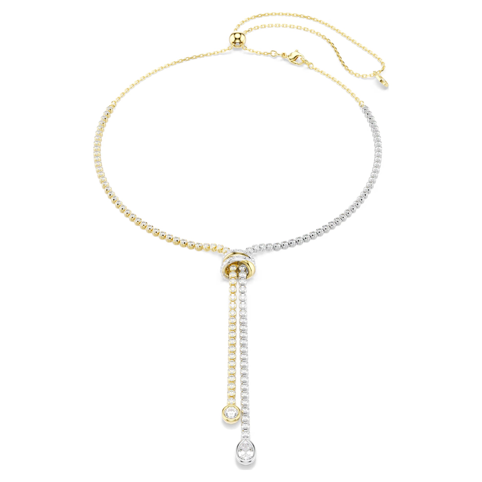 Hyperbola Knot Y Two-Toned Swarovski Necklace