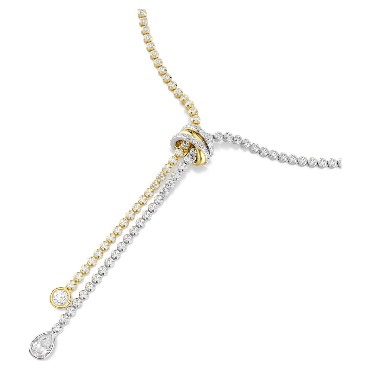 Hyperbola Knot Y Two-Toned Swarovski Necklace